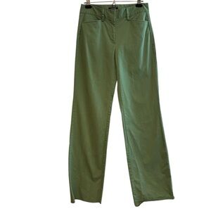 Land’s End Green Wide Leg Trouser Pants Size 6 Tall Raw Hem Long Preppy Coastal